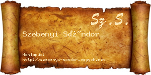 Szebenyi Sándor névjegykártya